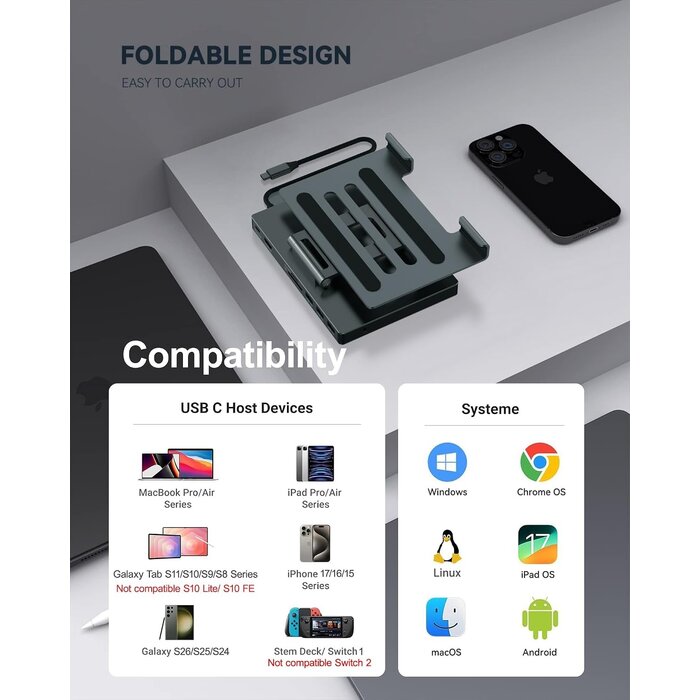 8-in-1 USB-C Dockingstation für iPad & Laptop - bis zu 39% Rabatt