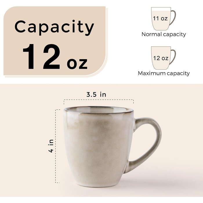 4er Set Keramik-Kaffeetassen 340ml - Cappuccino - bis zu 38% Rabatt