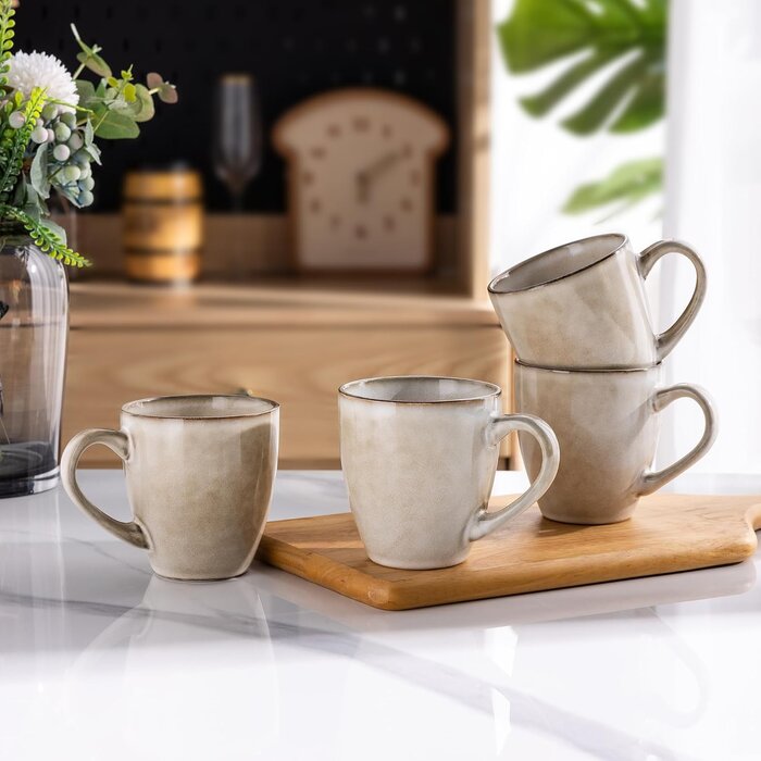 4er Set Keramik-Kaffeetassen 340ml - Cappuccino - bis zu 38% Rabatt