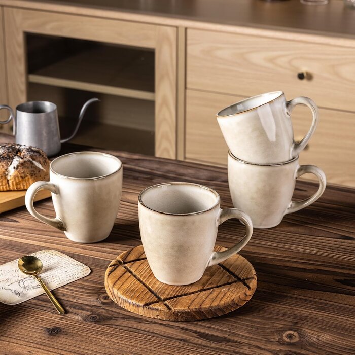 4er Set Keramik-Kaffeetassen 340ml - Cappuccino - bis zu 38% Rabatt