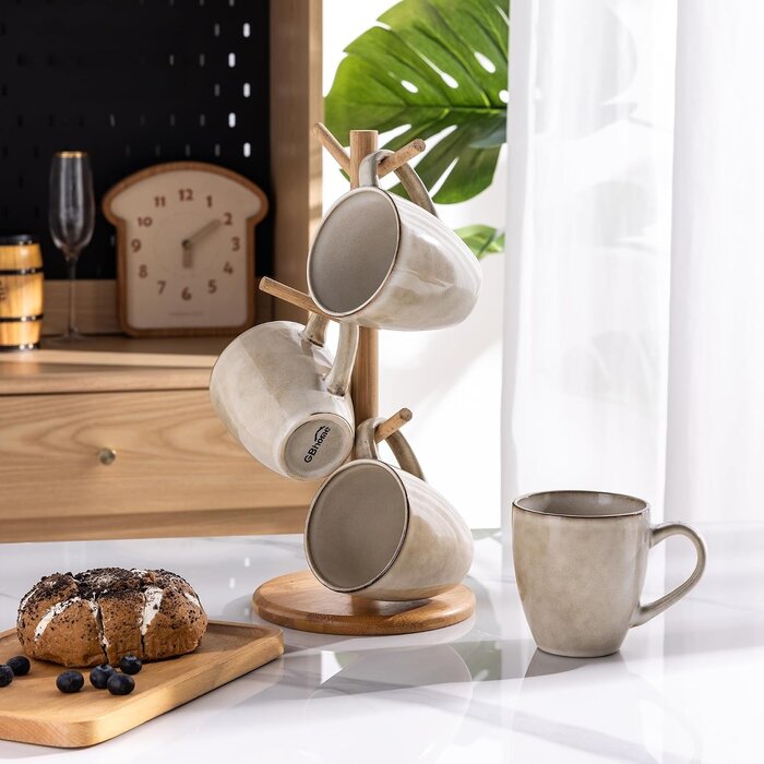 4er Set Keramik-Kaffeetassen 340ml - Cappuccino - bis zu 38% Rabatt