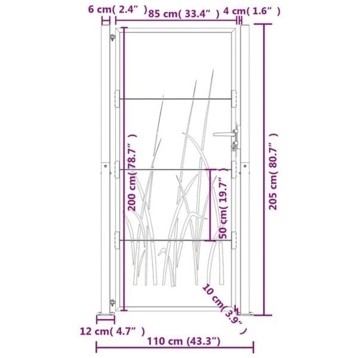 Vidaxl Design-Gartentor 105x205 cm Anthrazit - Bis zu 35% Rabatt