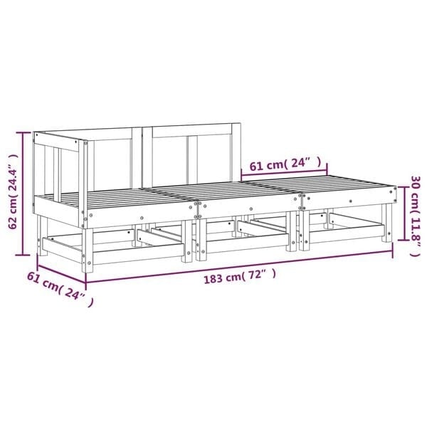 Vidaxl 3-tlg. Garten-Loungeset Kiefernholz, modular - Jetzt bis zu 35% günstiger