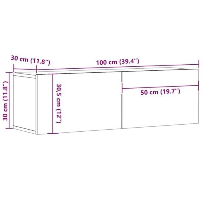 Vidaxl Modernes TV-Wandboard Artisan-Eiche, 100x30x30 cm - bis zu 34% Rabatt