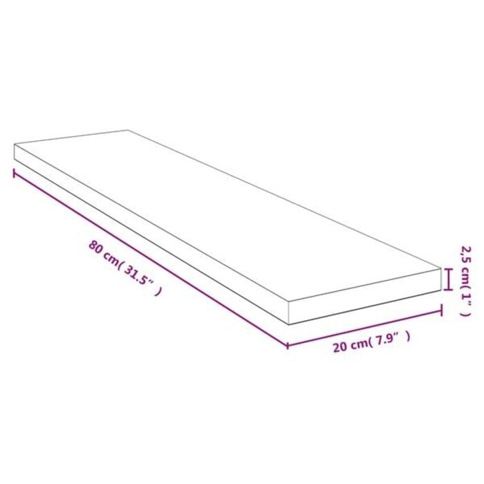 Vidaxl Bambus Wandregal 80x20 cm - Natürliches Design - bis zu 32% sparen