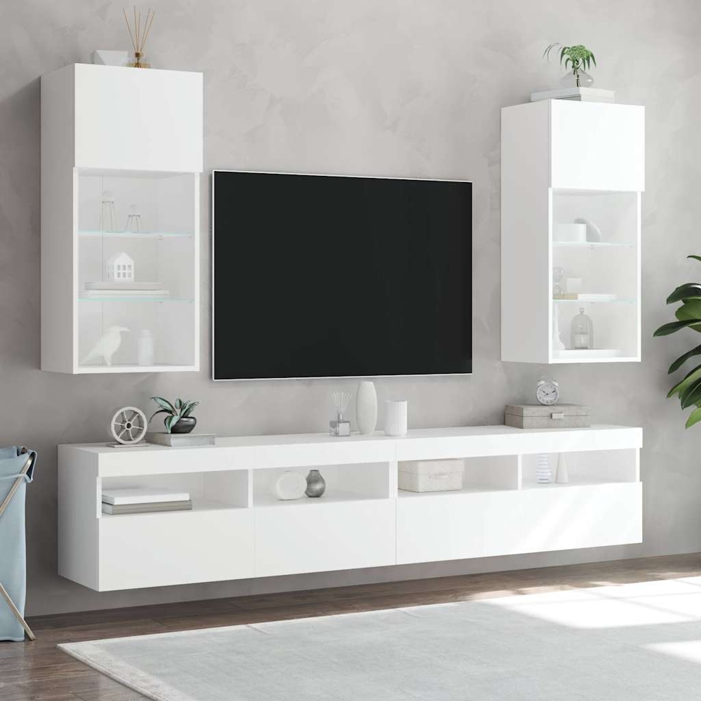 Vidaxl Modernes TV-Schrank Set mit LED, 2-tlg., Weiß, bis zu 35% Rabatt