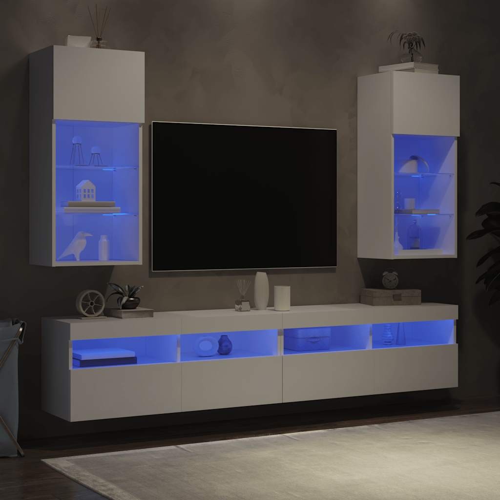 Vidaxl Modernes TV-Schrank Set mit LED, 2-tlg., Weiß, bis zu 35% Rabatt