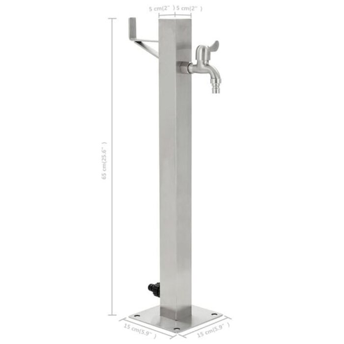 Vidaxl Gartenwasserzapfsäule Edelstahl 65 cm - Quadratisch, bis zu 34% reduziert