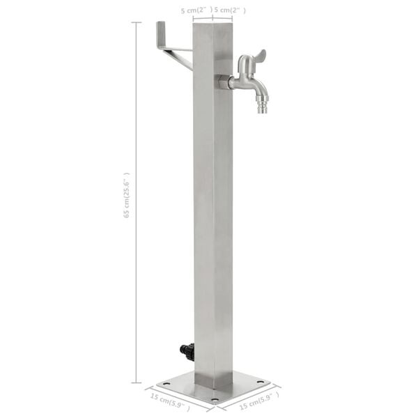 Vidaxl Gartenwasserzapfsäule Edelstahl 65 cm - Quadratisch, bis zu 34% reduziert