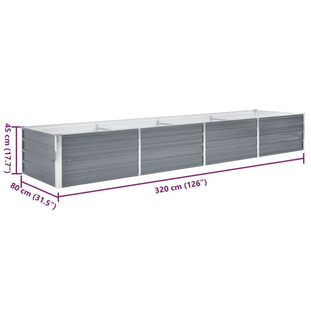 Vidaxl Großes Hochbeet 320x80x45cm aus Stahl - Grau - bis zu 34% Rabatt sparen