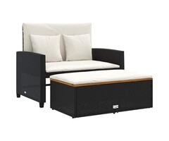 Vidaxl 2-Sitzer Gartenbank mit Hocker - Poly-Rattan - 61% Rabatt