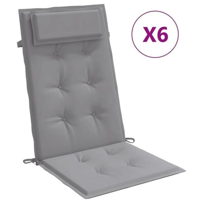 Vidaxl 6er-Set Hochlehner-Stuhlkissen 120x50 cm, Grau - bis zu 34% Rabatt