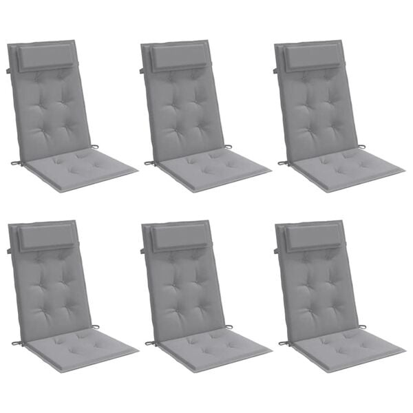 Vidaxl 6er-Set Hochlehner-Stuhlkissen 120x50 cm, Grau - bis zu 34% Rabatt