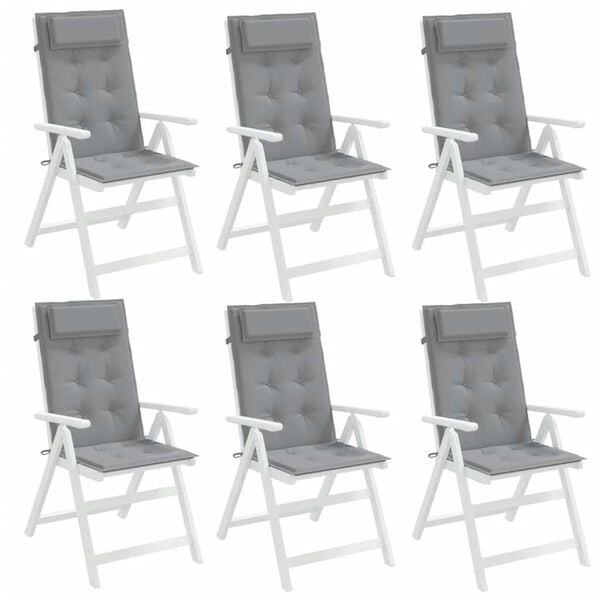 Vidaxl 6er-Set Hochlehner-Stuhlkissen 120x50 cm, Grau - bis zu 34% Rabatt