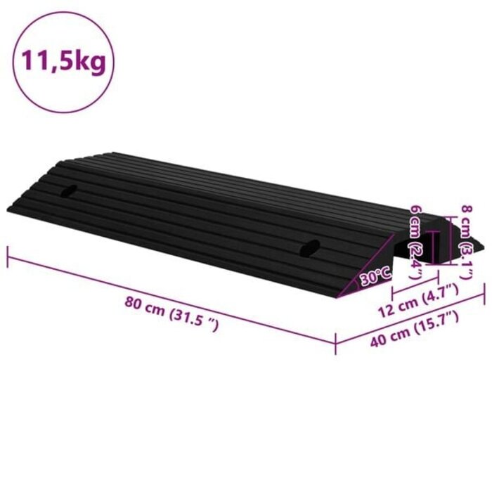 Vidaxl Türschwellenrampe 80x40x8 cm aus Gummi - jetzt bis zu 34% günstiger