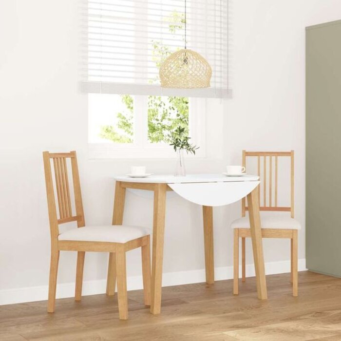 Vidaxl 2er Set Esszimmerstühle aus Gummibaumholz - Natur/Creme - bis zu 34% Rabatt