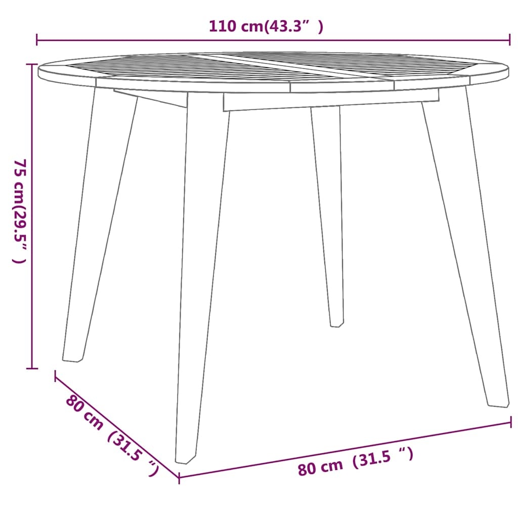 Vidaxl Gartentisch aus massivem Akazienholz Ø 110 cm - jetzt bis zu 35% günstiger