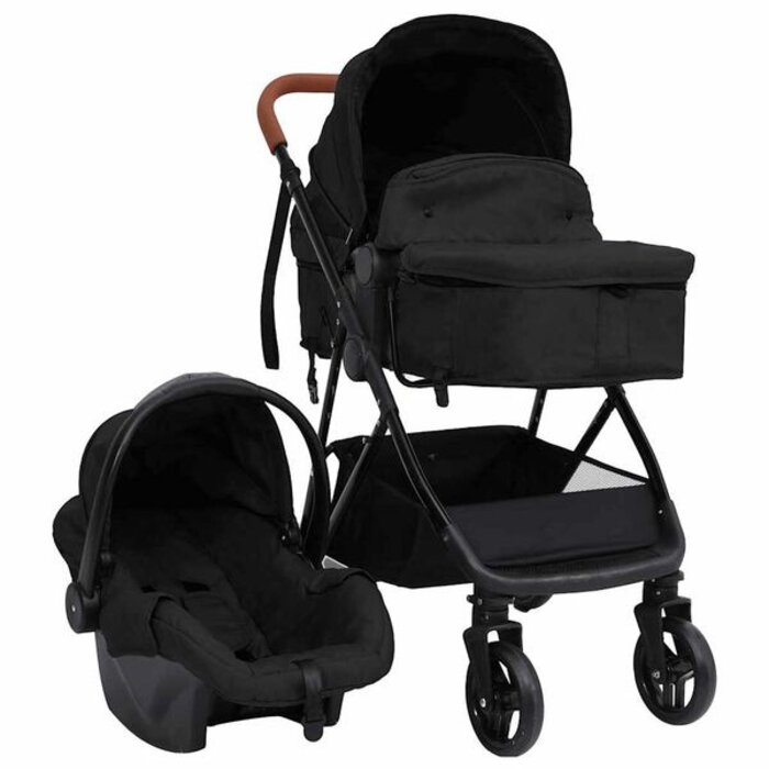 Vidaxl 3-in-1 Kombikinderwagen mit Autositz - Anthrazit/Schwarz - bis zu 35% Rabatt