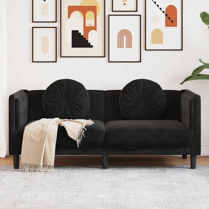 Vidaxl Elegantes 2-Sitzer Sofa aus Samt - Schwarz - bis zu 61% Rabatt