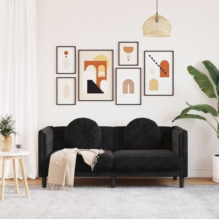 Vidaxl Elegantes 2-Sitzer Sofa aus Samt - Schwarz - bis zu 61% Rabatt