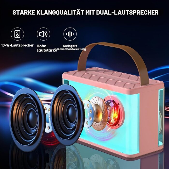Tragbares Karaoke-System in Rosa - Jetzt bis zu 78% Rabatt sichern!