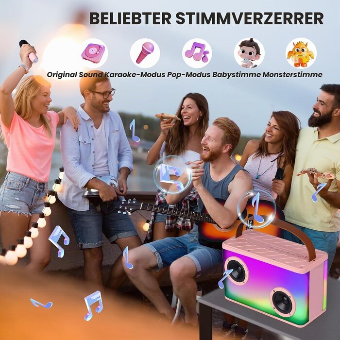 Tragbares Karaoke-System in Rosa - Jetzt bis zu 78% Rabatt sichern!