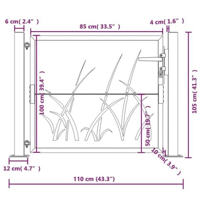 Vidaxl Gartentor 105x105 cm Anthrazit - Laser-Design - Jetzt bis zu 35% sparen