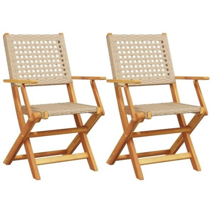 Vidaxl Gartenstühle 2er-Set aus Akazienholz & Rattan, beige - bis zu 35% Rabatt