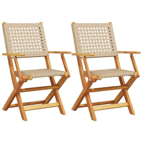 Vidaxl Gartenstühle 2er-Set aus Akazienholz & Rattan, beige - bis zu 35% Rabatt