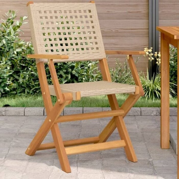 Vidaxl Gartenstühle 2er-Set aus Akazienholz & Rattan, beige - bis zu 35% Rabatt