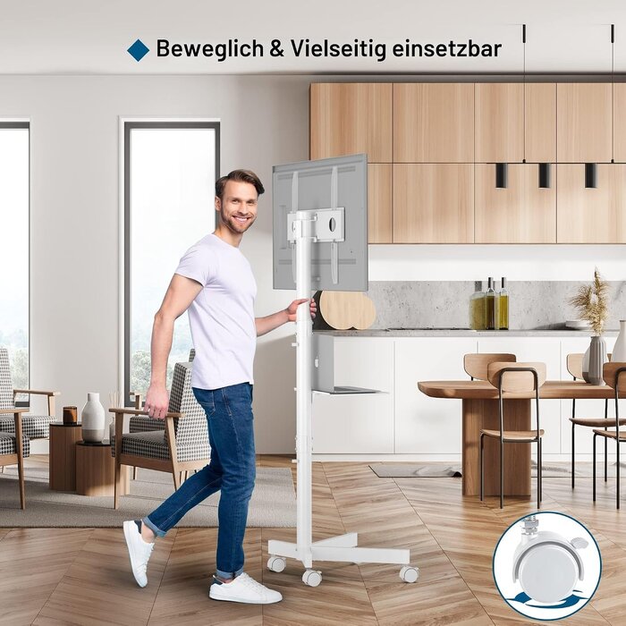Mobiler TV-Ständer bis 60 Zoll - höhenverstellbar mit Ablage - bis zu 34% Rabatt