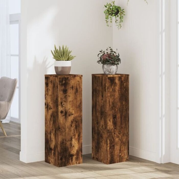 Vidaxl 2er-Set Pflanzenständer Rauch-Eiche 80cm - bis zu 33% Rabatt