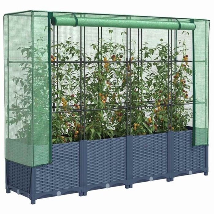 Vidaxl Hochbeet mit Gewächshaus 160x40x138cm Rattan-Optik - bis zu 34% günstiger