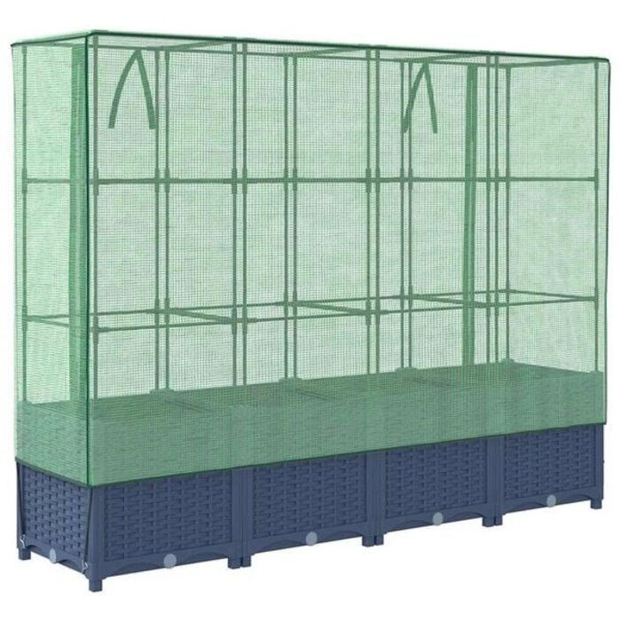 Vidaxl Hochbeet mit Gewächshaus 160x40x138cm Rattan-Optik - bis zu 34% günstiger