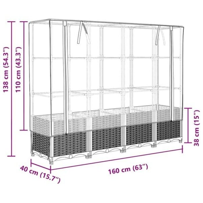 Vidaxl Hochbeet mit Gewächshaus 160x40x138cm Rattan-Optik - bis zu 34% günstiger