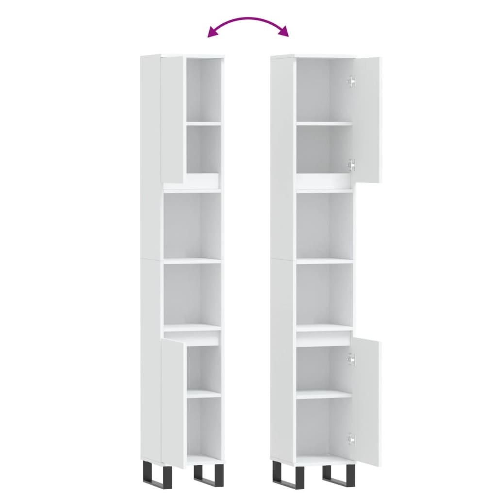 Vidaxl Moderner Badezimmerschrank 30x30x190cm Weiß - jetzt bis zu 35% Rabatt