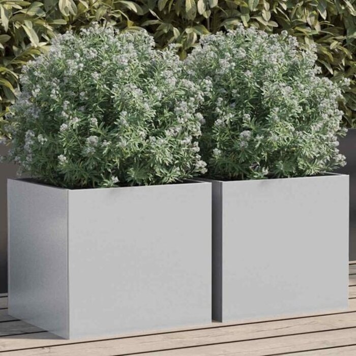 Vidaxl 2er Set Pflanzkübel Silber 32x30x29cm - Jetzt bis zu 33% sparen