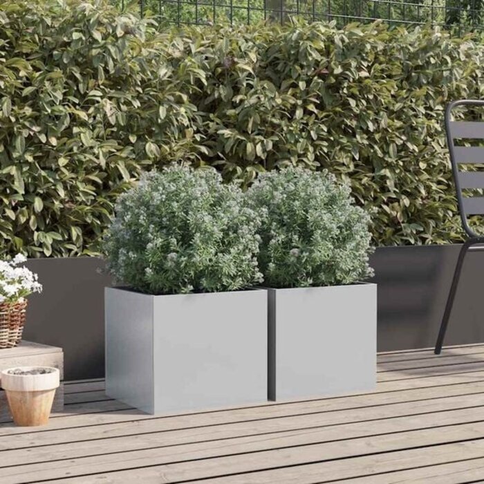 Vidaxl 2er Set Pflanzkübel Silber 32x30x29cm - Jetzt bis zu 33% sparen