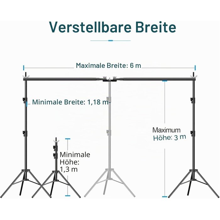 Profi Hintergrundsystem für Fotostudios - 3x6m, verstellbar - bis zu 35% Rabatt