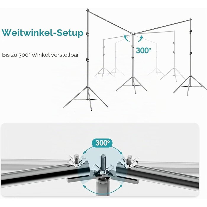 Profi Hintergrundsystem für Fotostudios - 3x6m, verstellbar - bis zu 35% Rabatt
