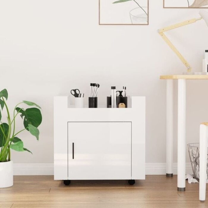Vidaxl Rollcontainer 60x45x60 cm Weiß - Hochglanz - Büroschrank mit bis zu 33% Rabatt