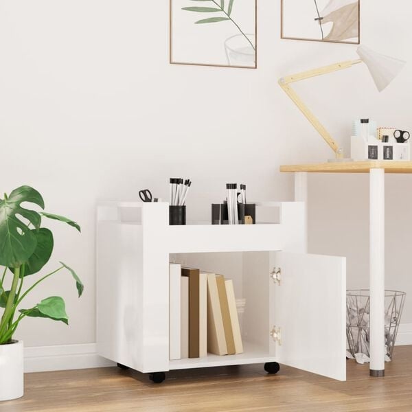 Vidaxl Rollcontainer 60x45x60 cm Weiß - Hochglanz - Büroschrank mit bis zu 33% Rabatt