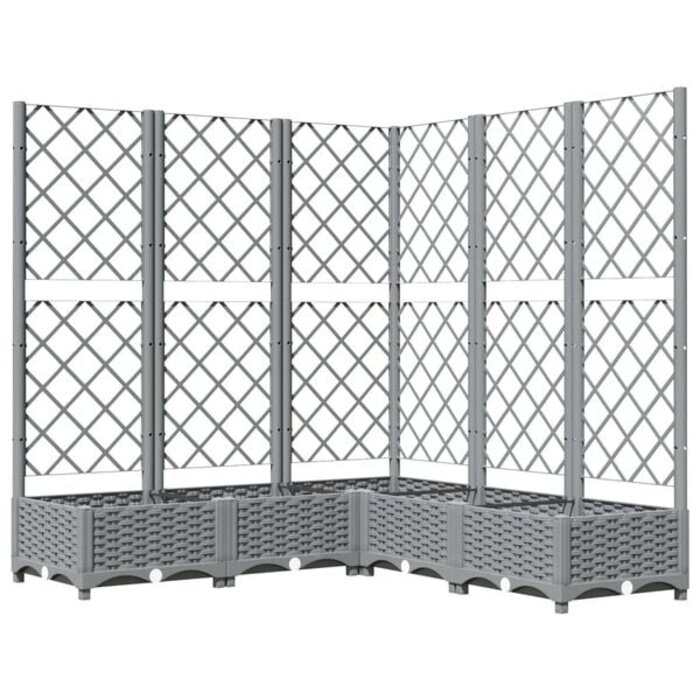 Vidaxl Pflanzkübel mit Rankgitter 120x120cm - Hellgrau - bis zu 35% Rabatt