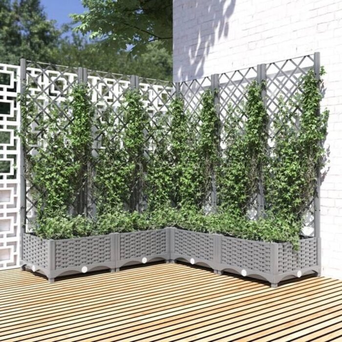 Vidaxl Pflanzkübel mit Rankgitter 120x120cm - Hellgrau - bis zu 35% Rabatt