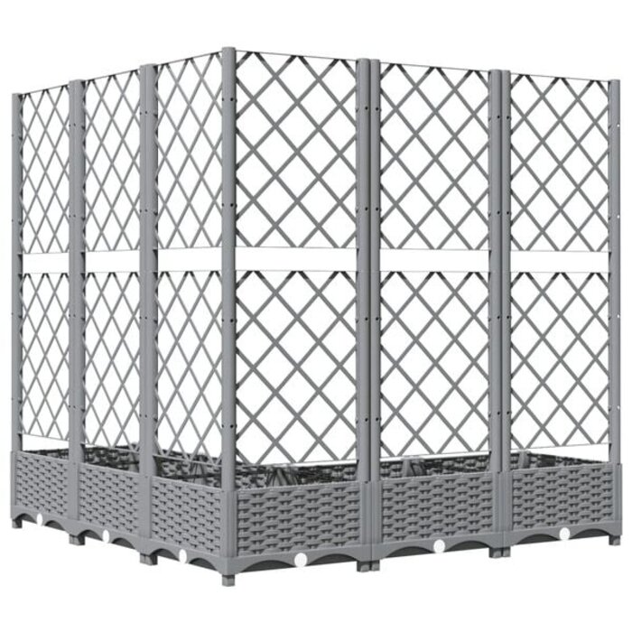 Vidaxl Pflanzkübel mit Rankgitter 120x120cm - Hellgrau - bis zu 35% Rabatt