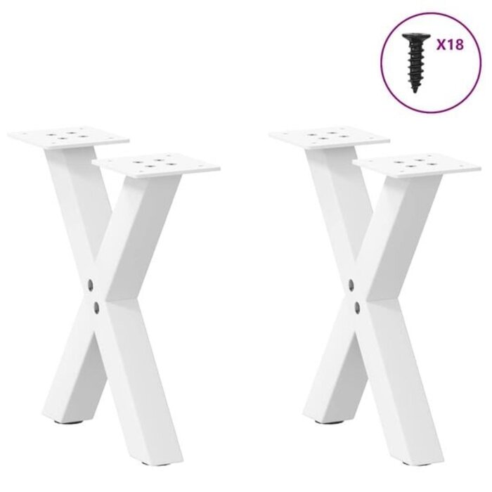 Vidaxl 2er Set Couchtischbeine X-Form Stahl Weiß - bis zu 33% Rabatt