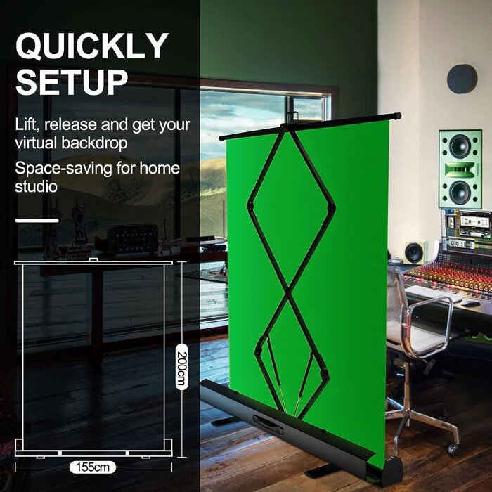 Professionelles Green Screen Hintergrundpaneel 155x200cm - bis zu 35% Rabatt