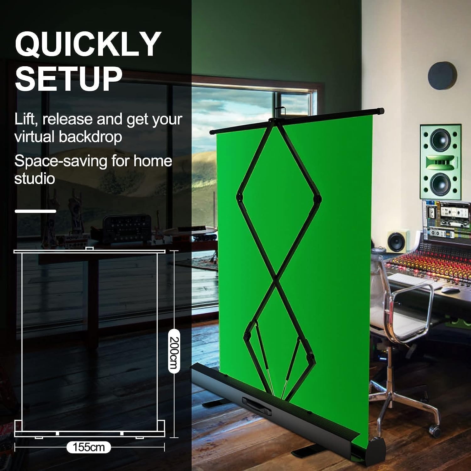 Professionelles Green Screen Hintergrundpaneel 155x200cm - bis zu 35% Rabatt