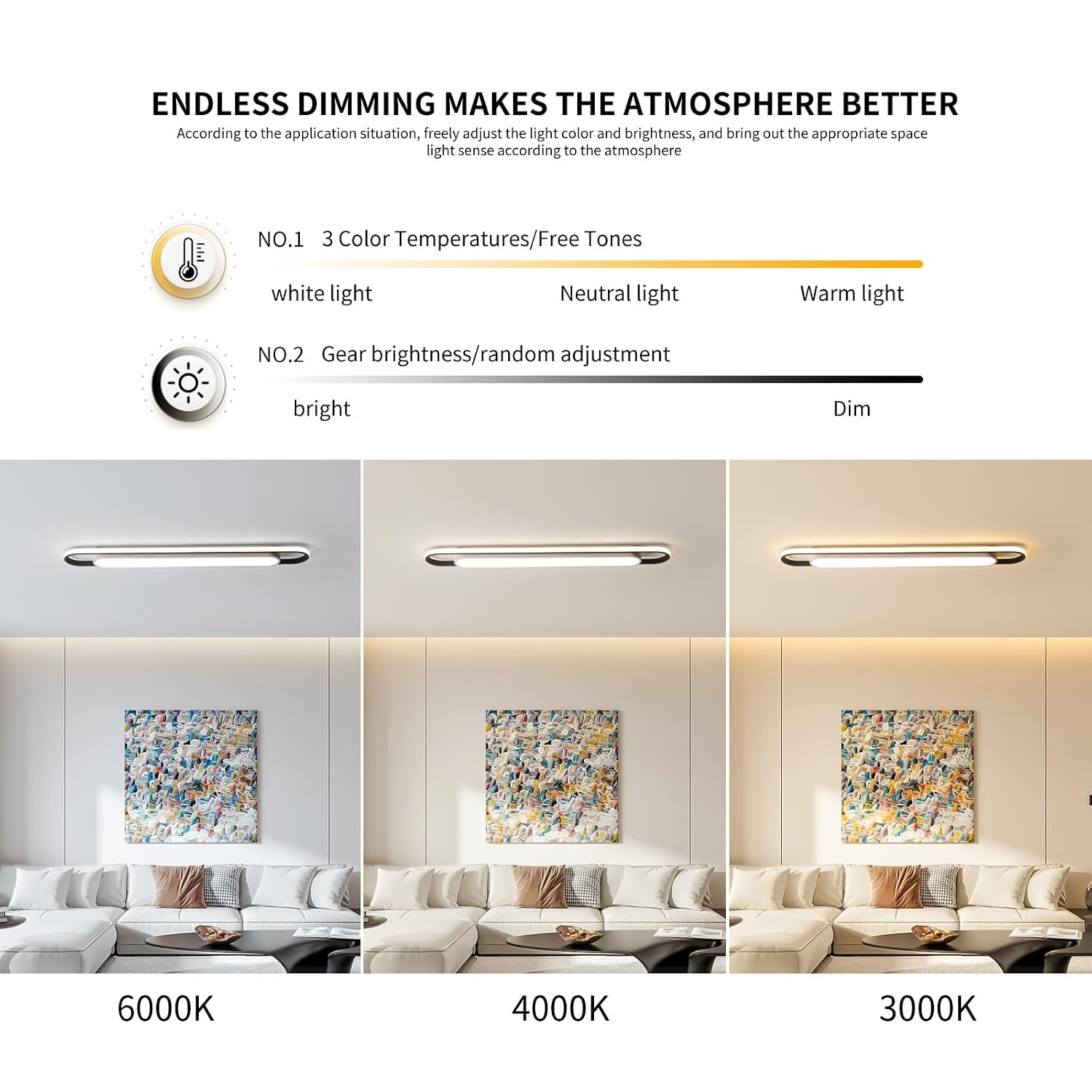 Moderne LED-Deckenleuchte 122cm, Dimmbar & App-Steuerung - bis zu 34% Rabatt