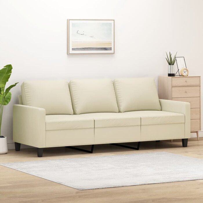 Vidaxl 3-Sitzer Sofa 180 cm Kunstleder Creme - Jetzt bis zu 33% Rabatt sichern